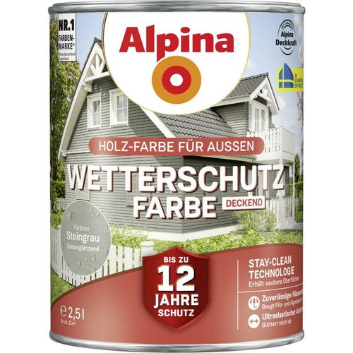 Alpina - Wetterschutzfarbe 2,5 l steingrau Wetterschutzfarbe