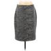 Tahari by ASL Casual Pencil Skirt Knee Length: Black Tweed Bottoms - Women's Size 6 - Print Wash