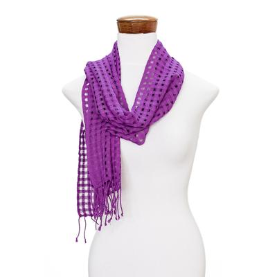 Hyacinth Net,'Fringed All-Cotton Scarf'