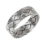 Diamond Basket,'Men's Sterling Silver Band Ring With Diamond Design'