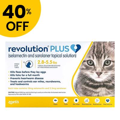 40% Off Revolution Plus For Kittens And Small Cats 2.8-5.5lbs (Yellow) 6 Pack