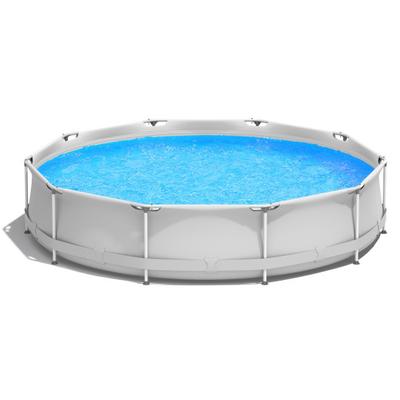 Costway Round Above Ground Swimming Pool With Pool Cover-Gray