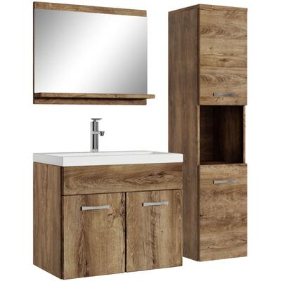 Badezimmer Badmöbel-Set Montreal 60cm Waschbecken Braun Eiche - Image