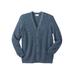 Men's Big & Tall Shaker Knit V-Neck Cardigan Sweater by KingSize in Navy Marl (Size 8XL)