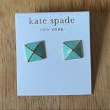 Kate Spade Jewelry | Kate Spade 14k Gold Filled Mint Green Pyramid Studs | Color: Blue/Green | Size: Os