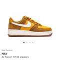 Nike Shoes | Nike Air Force 1 '07 Se Gold Suede Sail Shoes Da8302 700 Womens Size 9.5 | Color: Gold/White/Yellow | Size: 9.5