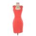 Jennifer Lopez Casual Dress - Sheath Scoop Neck Sleeveless: Orange Print Dresses - Women's Size 0