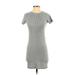 Excuse Me I Have To Go Be Awesome Casual Dress - Mini: Gray Solid Dresses - Women's Size Small
