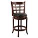 Benjara Swivel Solid Wood Bar Stool Wood/Leather in Brown | 37.5 H x 18 W x 19.5 D in | Wayfair BM274348