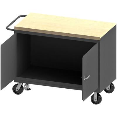 Durham Mfg 24" x 48" 2 Door Mobile Maple Top Workstation with Floor Lock 3411-MT-FL-95