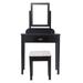 Rosdorf Park 53.5"H Elegant Wood Makeup Vanity Set Dressing Table Furniture w/ Rotating Rectangular Mirror & Drawer in Black | Wayfair