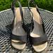 Kate Spade Shoes | Kate Spade Slingback Sandals-Black Canvas W/ Leather Trim And Animal Print Heels | Color: Black | Size: 8