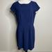 Madewell Dresses | Madewell Navy Blue Fit And Flare Scoop Neck Cap Sleeve Dress Size 12 | Color: Blue | Size: 12