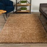 Brown 156 x 108 x 1.73 in Area Rug - Latitude Run® Modern Ojai Solid Shag Mushroom 31MU Polyester | 156 H x 108 W x 1.73 D in | Wayfair