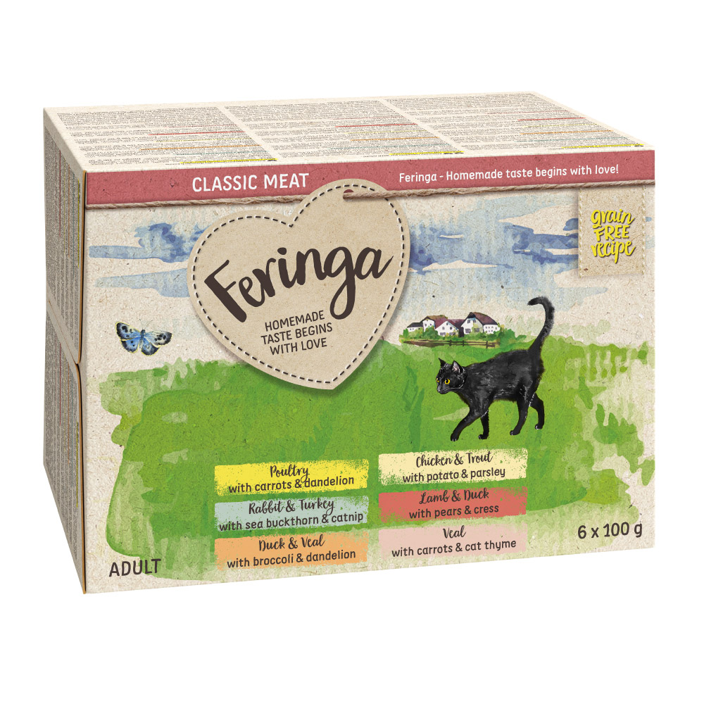 6x100g Mixed Pack 2 Trays Feringa Wet Cat Food