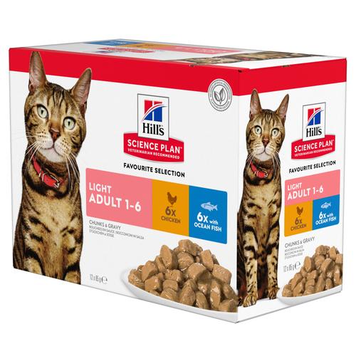 12x85g Adult Light Chicken & Fish Selection Hill's Science Plan Wet Cat Food