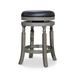 Winston Porter Kintzel Swivel Stool Wood/Upholstered/Leather/Genuine Leather in Gray/Black | 17 W x 17 D in | Wayfair