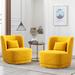 Swivel Chair - Latitude Run® 26.3" Wide Faux Shearling Fabric Barrel Swivel Chair in Yellow | 28.34 H x 26.65 W x 29.25 D in | Wayfair