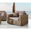 DELIFE Loungesessel Nizza 103x95 cm aus Rattan grau mit Kissen braun, Loungemöbel