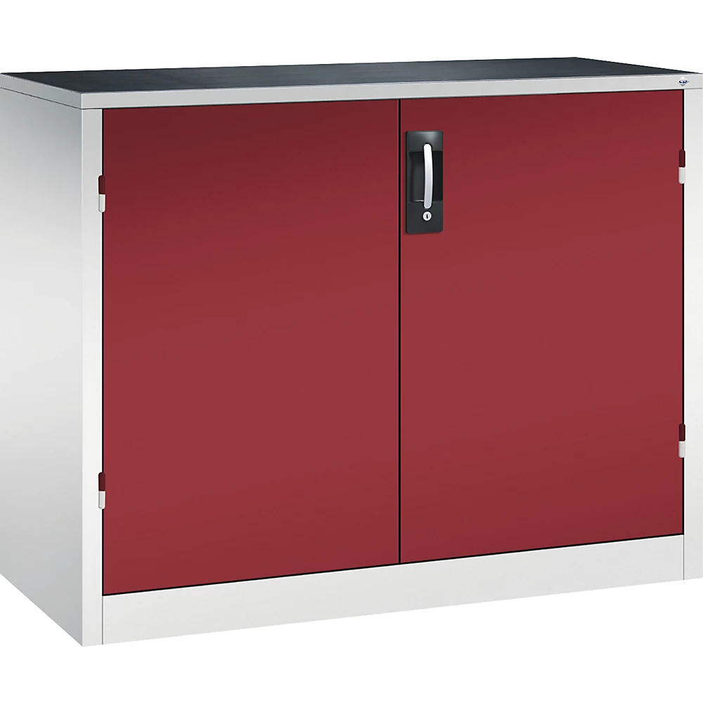 Armoire d'atelier hauteur bureau avec portes battantes et tiroirs C+P