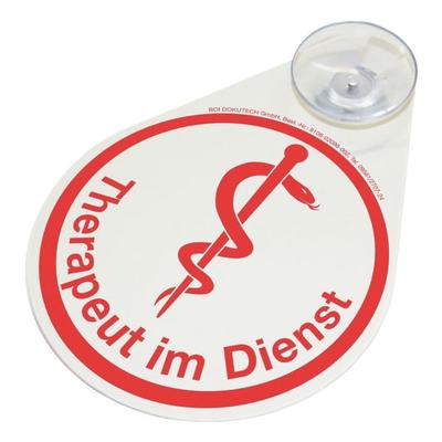 BOI Hinweisschild »Therapeut im Dienst« für Autoscheibe weiß, 8x11 cm