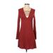 Express Casual Dress - Sweater Dress: Red Dresses - Women's Size X-Small