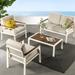 Priage by ZINUS Aluminum and Poly Lumber Outdoor 4 Piece Conversation Set