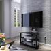 Adjustable & Swivel TV Stand with 3-Tier Glass Shelves & Metal Finish