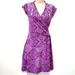 Athleta Dresses | Athleta Purple Cap Sleeve Faux Wrap Ruched Dress Geometric Print Size Xxsp | Color: Purple | Size: Xxs