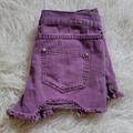 Free People Shorts | Free People Distressed Sharkbite Jean Shorts Frayed Hem Cut Off Denim Plum | Color: Pink/Purple | Size: 26