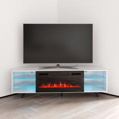 Meble Furniture TV Stand for TVs up to 60" w/ Fireplace Included Wood in Black | 19 H x 63 W x 16 D in | Wayfair AUSTIN-BLEF-TV-WHITE