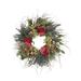 The Holiday Aisle® 24" Polyvinyl Chloride Wreath Traditional Faux, Metal in Green/Red | 6 H x 24 W x 24 D in | Wayfair