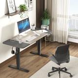 Inbox Zero Harle Height Adjustable Standing Desk Wood/Metal in White/Black/Brown | 47 W x 24 D in | Wayfair 25DBE91C44C34B2598B2832F578CFD8A