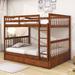 Harriet Bee Dylanmichael Full Over Full 2 Drawers Wood Bunk Bed w/ Ladder in Brown | 64 H x 58 W x 80 D in | Wayfair