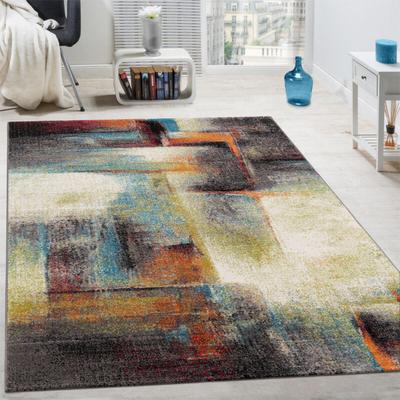 Paco Home Designer Teppich Modern Kurzflor Wohnzimmer Bunt Trendig Meliert Multicolour 80x150 cm