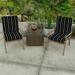 21" x 44" Black Stripe Outdoor Chair Cushion with Ties and Loop