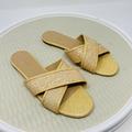 J. Crew Shoes | J Crew Glitter Sandals Slides Size 8 Cora Light Yellow Slip On Flats Shoes Cris | Color: Yellow | Size: 8