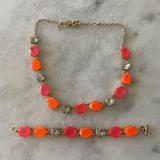 J. Crew Jewelry | J Crew Necklace And Bracelet!! Gorgeous Color!! | Color: Orange/Pink | Size: Os