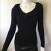 Ralph Lauren Sweaters | Euc Ralph Lauren Black Ribbed Silk Open Neck Sweater W/Full Ruffle. | Color: Black | Size: L