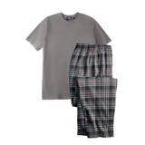 Men's Big & Tall Jersey Knit Plaid Pajama Set by KingSize in Black Plaid (Size 5XL) Pajamas