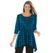 Plus Size Women's The Sharkbite Tunic by Woman Within in Deep Teal Sketch Paisley (Size 2X)