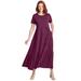 Plus Size Women's Short-Sleeve Tiered Dress by Woman Within in Deep Claret (Size 14/16)