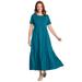 Plus Size Women's Short-Sleeve Tiered Dress by Woman Within in Deep Teal (Size 34/36)