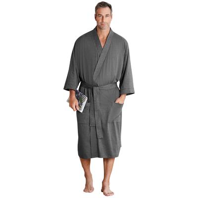 Men's Big & Tall Cotton Jersey Robe by KingSize in Heather Slate (Size 4XL/5XL)