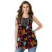 Plus Size Women's Angel Chiffon Blouse by Roaman's in Black Wildflower Print (Size 22 W) Top