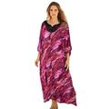 Plus Size Women's Long Embellished Cover Up by Swim 365 in Merlot Mixed Animal (Size 14/16) Swimsuit Cover Up