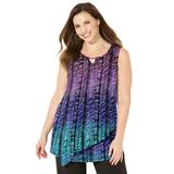 Plus Size Women's Monterey Mesh Tank by Catherines in Purple Textured Stripe Ombre (Size 3XWP)