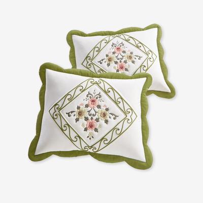 Ava Embroidered Cotton Sham by BrylaneHome in Dark Green (Size STAND) Pillow