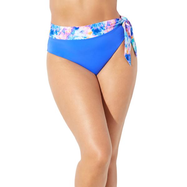 plus-size-womens-shirred-high-waist-bikini-bottom-by-swimsuits-for-all-in-electric-iris-tie-dye--size-6-/