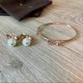 Kate Spade Jewelry | Kate Spade Rose Gold Matching Earring Bracelet Set | Color: Cream/Gold | Size: Os